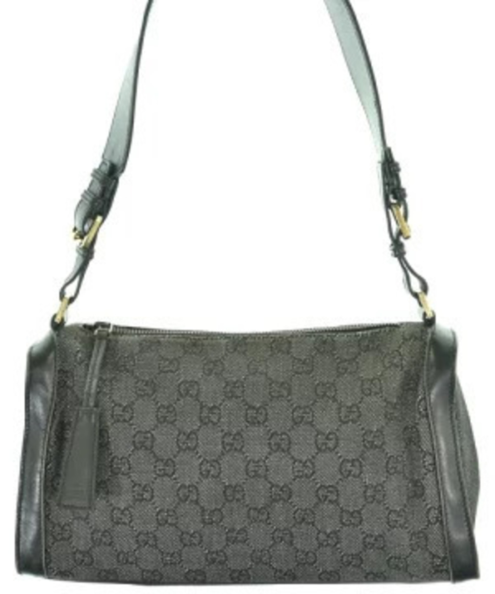 Gucci Guccissima Canvas Leather Shoulder Bag Black Gray